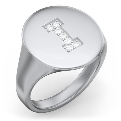 Pavé Initial Signet Ring - I