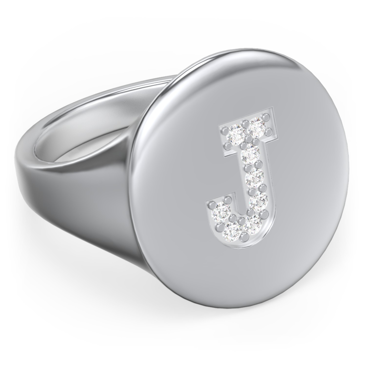 Pavé Initial Signet Ring - J