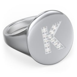 Pavé Initial Signet Ring - K