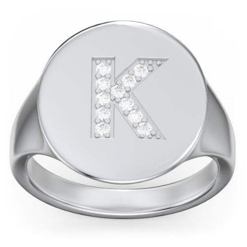 Pavé Initial Signet Ring - K