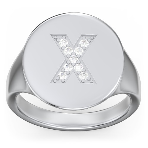 Pavé Initial Signet Ring - X