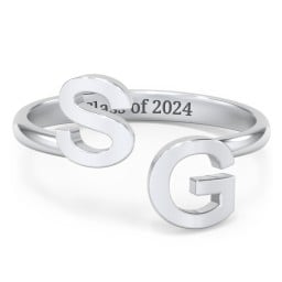Double Initial Open Cuff Ring