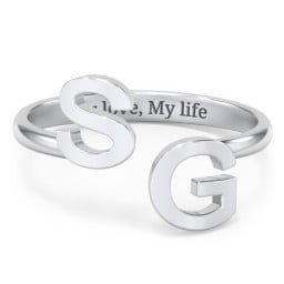 Double Initial Open Cuff Ring