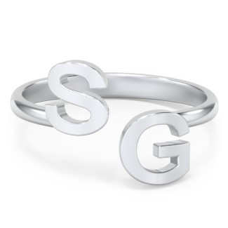 Double Initial Open Cuff Ring