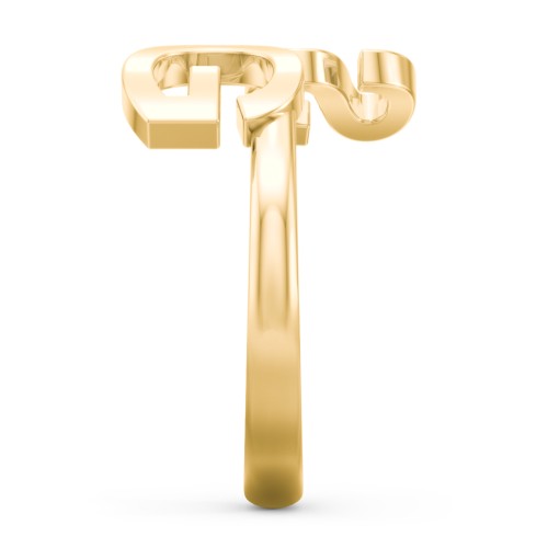 Double Initial Open Cuff Ring