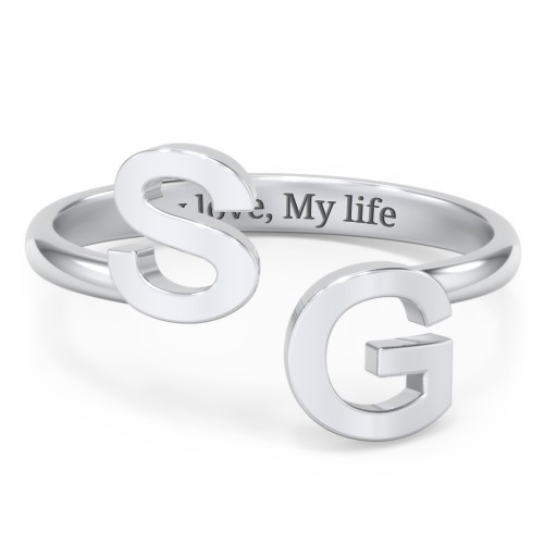 Double Initial Open Cuff Ring