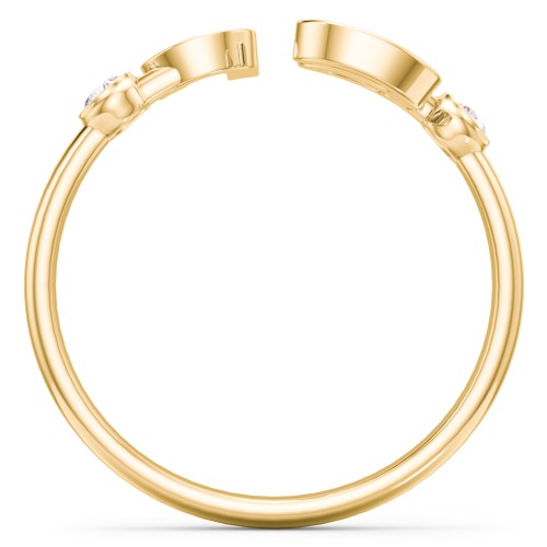 Double Initial Open Cuff Ring with Birthstones – 18K Gold Plated Silver with Diamond