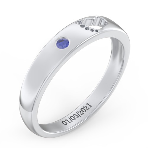 Baby Footprint Cutout Band with Birthstone
