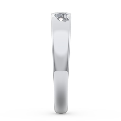 Baby Footprint Cutout Band with Birthstone – Sterling Silver with Diamond
