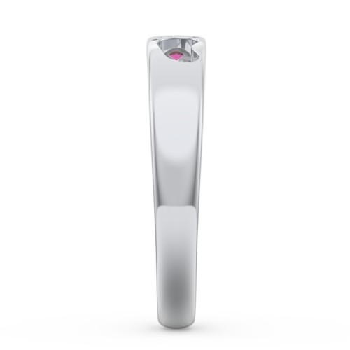 Baby Footprint Cutout Band with Birthstone – Sterling Silver with Ruby
