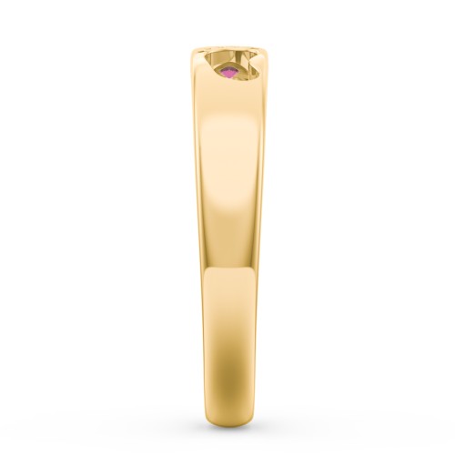 Baby Footprint Cutout Band with 2 Birthstones – 10K Yellow Gold with Emerald and Ruby