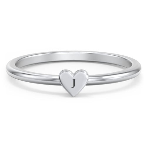 Sterling Silver Engravable Dainty Heart Ring | Jewlr