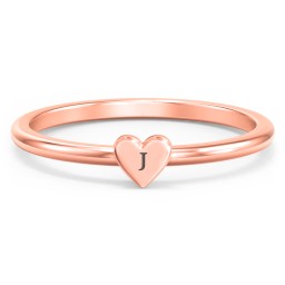 Engravable Dainty Heart Ring in 10K Solid Rose Gold