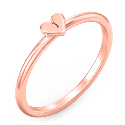 Engravable Dainty Heart Ring – 10K Rose Gold