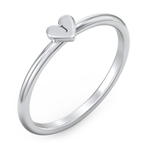 Engravable Dainty Heart Ring – Sterling Silver