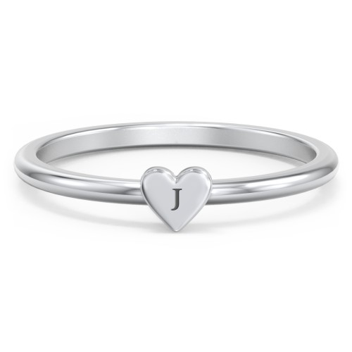 Engravable Dainty Heart Ring – Sterling Silver