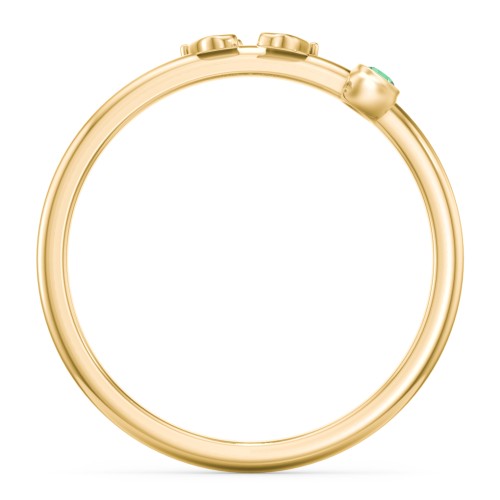 Dainty Baby Feet Ring with Birthstone – 10K Yellow Gold with Emerald