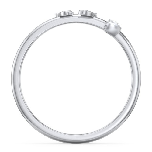 Dainty Baby Feet Ring with Birthstone – Sterling Silver with Diamond