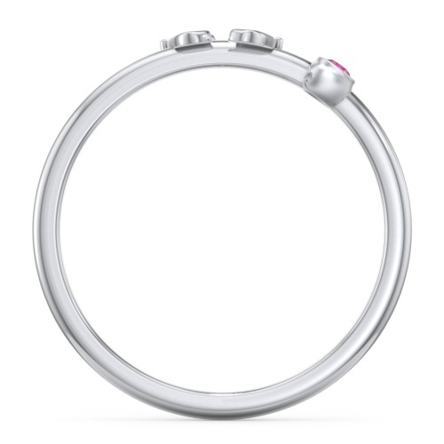 Dainty Baby Feet Ring with Birthstone – Sterling Silver with Ruby