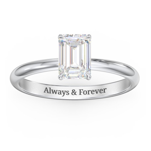 1 ct. (7x5mm) Emerald-Cut Solitaire Moissanite Engagement Ring – 10K White Gold with Moissanite