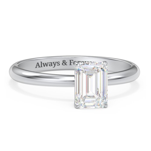 1 ct. (7x5mm) Emerald-Cut Solitaire Moissanite Engagement Ring – 10K White Gold with Moissanite