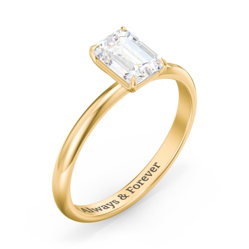 1 ct. (7x5mm) Emerald-Cut Solitaire Moissanite Engagement Ring – 10K Yellow Gold with Moissanite