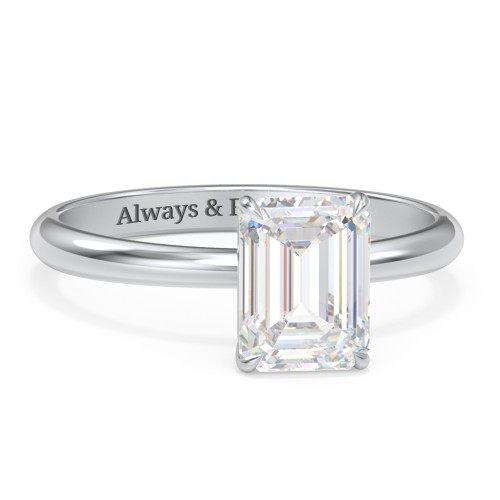 2 ct. (8x6mm) Emerald-Cut Solitaire Moissanite Engagement Ring – 10K White Gold with Moissanite