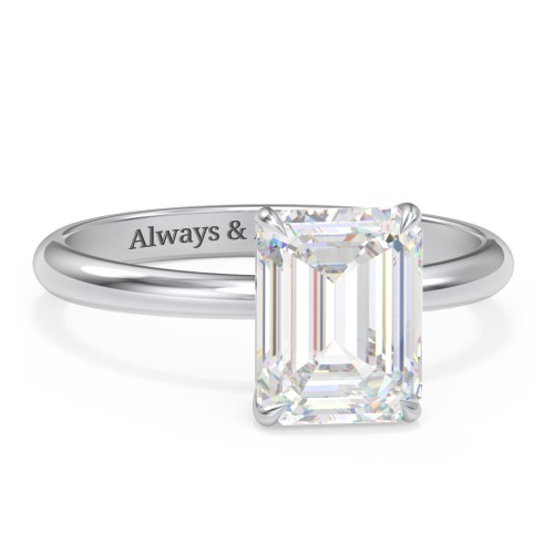 3 ct. (9x7mm) Emerald-Cut Solitaire Moissanite Engagement Ring – 10K White Gold with Moissanite