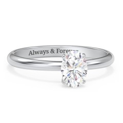 1 ct. (7x5mm) Oval Solitaire Moissanite Engagement Ring – 10K White Gold with Moissanite