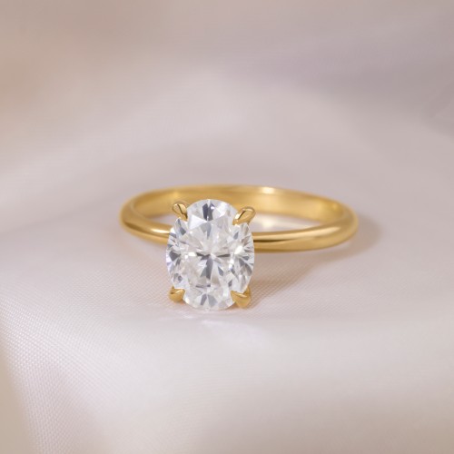 2 ct. (9x7mm) Oval Solitaire Moissanite Engagement Ring – 10K White Gold with Moissanite