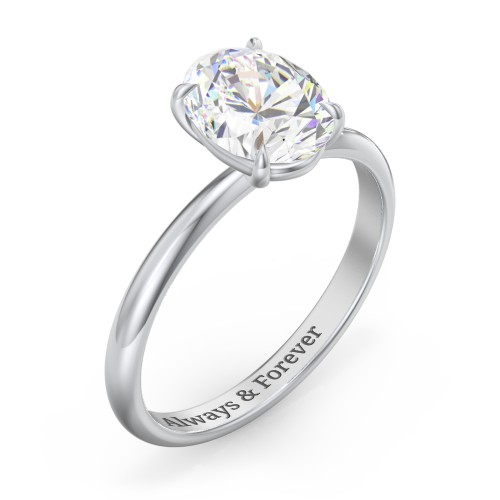 2 ct. (9x7mm) Oval Solitaire Moissanite Engagement Ring – 10K White Gold with Moissanite
