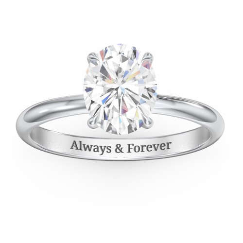 2 ct. (9x7mm) Oval Solitaire Moissanite Engagement Ring – 10K White Gold with Moissanite