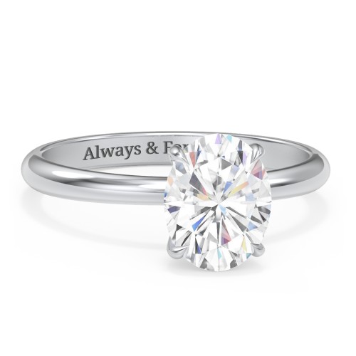 2 ct. (9x7mm) Oval Solitaire Moissanite Engagement Ring – 10K White Gold with Moissanite