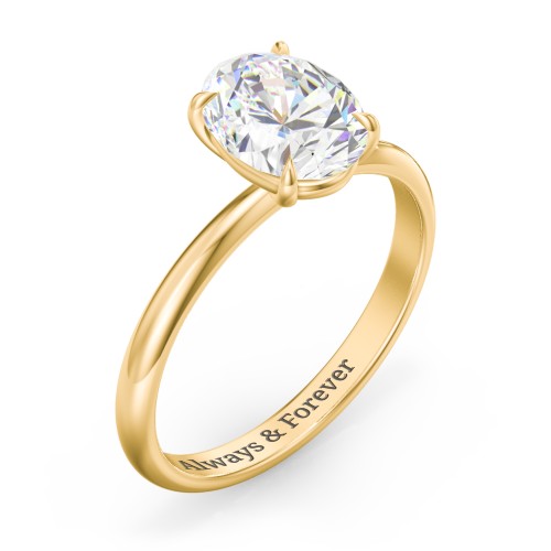 2 ct. (9x7mm) Oval Solitaire Moissanite Engagement Ring – 18K Yellow Gold with Moissanite