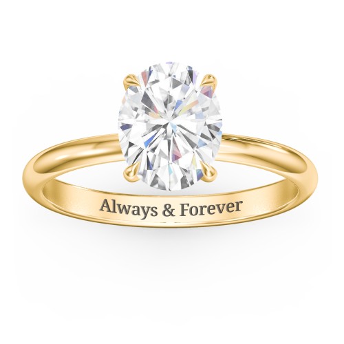 2 ct. (9x7mm) Oval Solitaire Moissanite Engagement Ring – 18K Yellow Gold with Moissanite