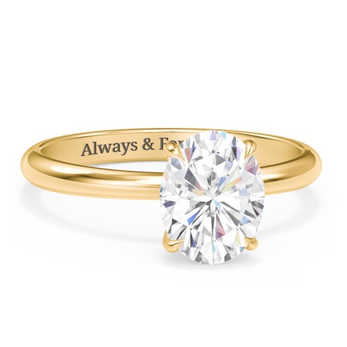 2 ct. (9x7mm) Oval Solitaire Moissanite Engagement Ring – 18K Yellow Gold with Moissanite