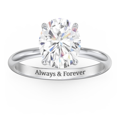 3 ct. (10x8mm) Oval Solitaire Moissanite Engagement Ring – 10K White Gold with Moissanite