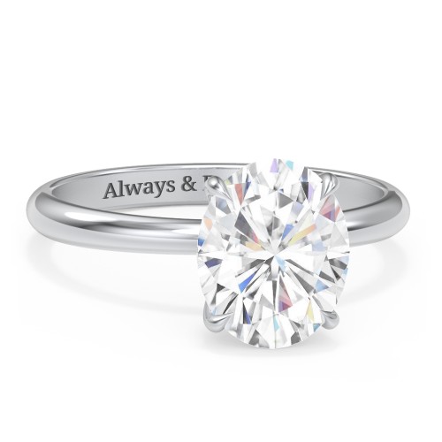 3 ct. (10x8mm) Oval Solitaire Moissanite Engagement Ring – 10K White Gold with Moissanite