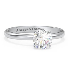 1 ct. (6.5mm) Classic Solitaire Moissanite Engagement Ring – 10K White Gold with Moissanite
