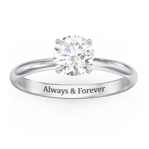 1 ct. (6.5mm) Classic Solitaire Moissanite Engagement Ring – 10K White Gold with Moissanite