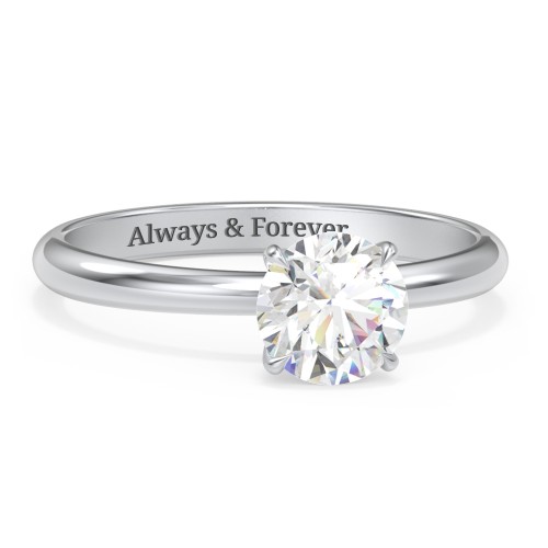1 ct. (6.5mm) Classic Solitaire Moissanite Engagement Ring – 10K White Gold with Moissanite