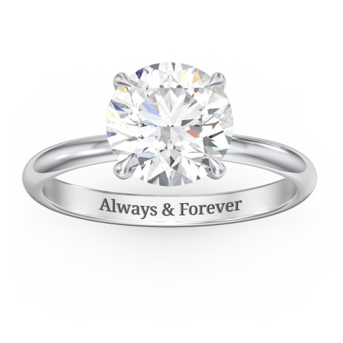 2.5 ct. (8.5mm) Classic Solitaire Moissanite Engagement Ring – 10K White Gold with Moissanite