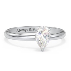 1 ct. (8x5mm) Pear Solitaire Moissanite Engagement Ring – 10K White Gold with Moissanite