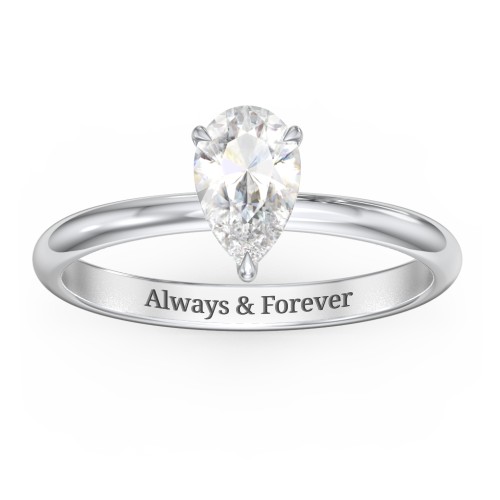 1 ct. (8x5mm) Pear Solitaire Moissanite Engagement Ring – 10K White Gold with Moissanite