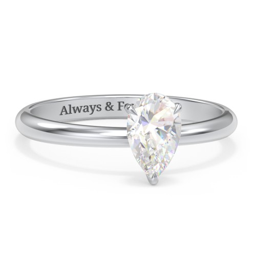1 ct. (8x5mm) Pear Solitaire Moissanite Engagement Ring – 10K White Gold with Moissanite