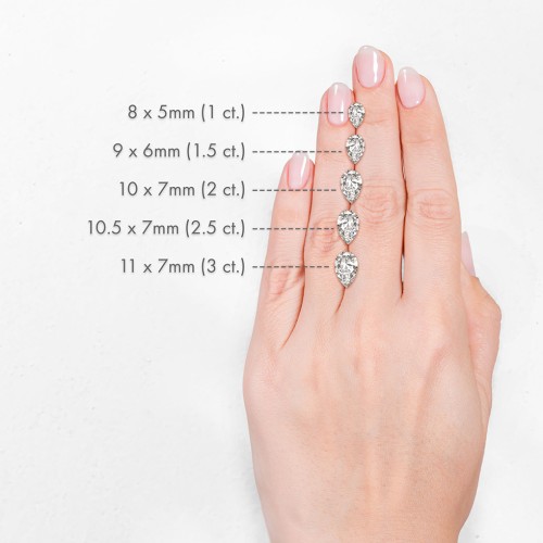 Size Comparison Carat Solitaire Diamond Ring On Hand 10K White