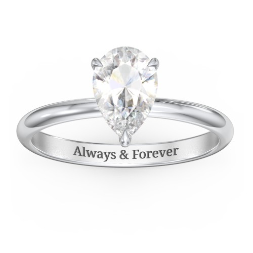 1.5 ct. (9x6mm) Pear Solitaire Moissanite Engagement Ring – 10K White Gold with Moissanite