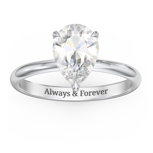 2 ct. (10x7mm) Pear Solitaire Moissanite Engagement Ring – 10K White Gold with Moissanite