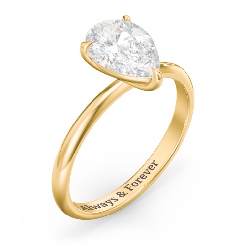 2 ct. (10x7mm) Pear Solitaire Moissanite Engagement Ring – 10K Yellow Gold with Moissanite