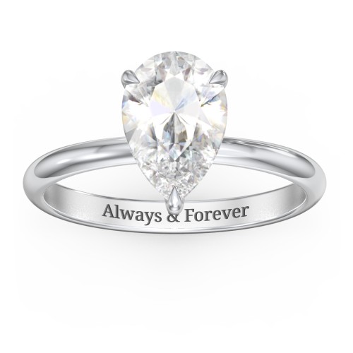 2.5 ct. (10.5x7mm) Pear Solitaire Moissanite Engagement Ring – 10K White Gold with Moissanite